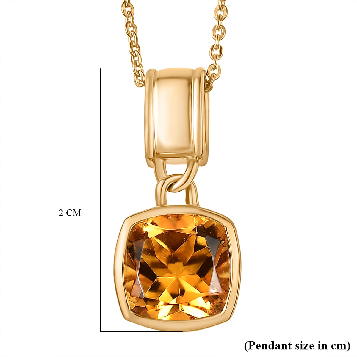 D'Joy Serra Gaucha Citrine Pendant with Chain (Size 20) in Yellow Gold Plated Sterling Silver 2.34 Ct. 4424827 7