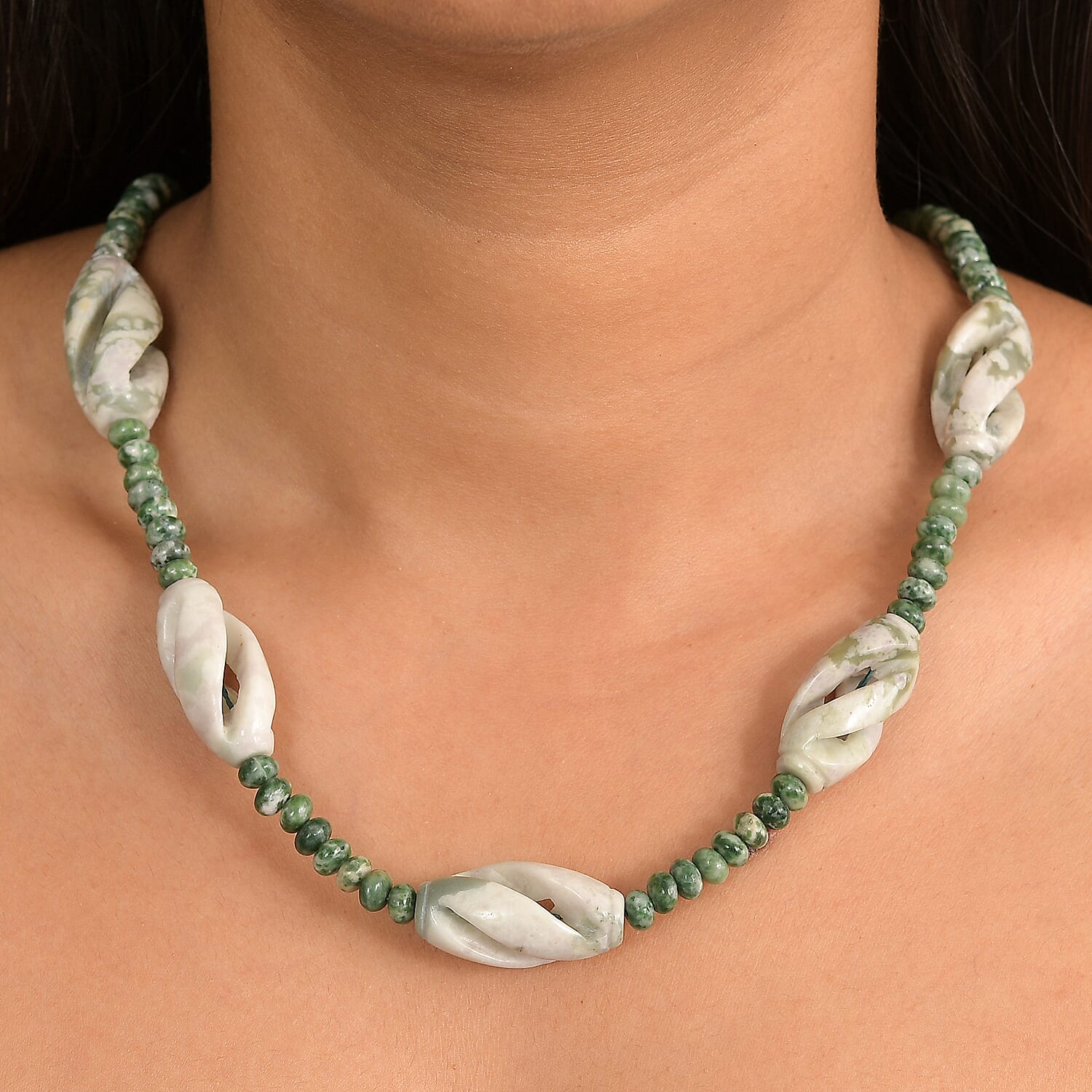 Sesame Jasper &amp; Green  Agate Necklace (Size 20 - 1 Ext) 8267446 2