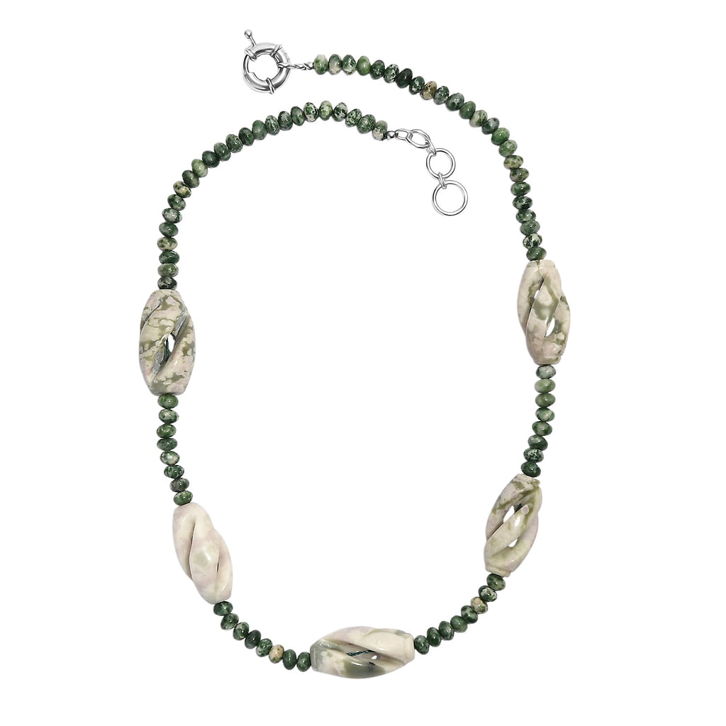 Sesame Jasper & Green  Agate Necklace (Size 20 - 1 Ext)