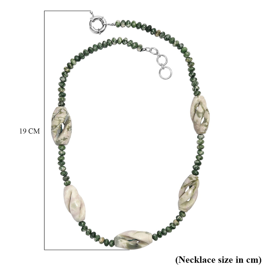 Sesame Jasper & Green  Agate Necklace (Size 20 - 1 Ext)
