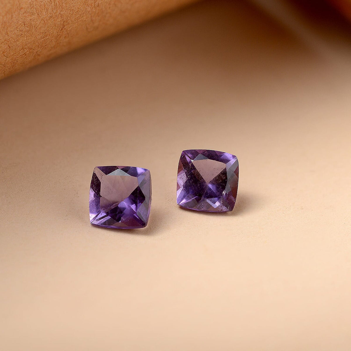 Set Of 2 African Amethyst Cushion Cut 5X5 mm Gemstone, 1.12 Ct 8503637 2