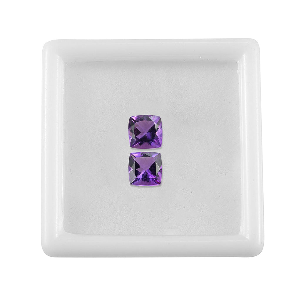 Set Of 2 African Amethyst Cushion Cut 5X5 mm Gemstone, 1.12 Ct