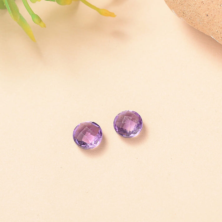Set Of 2 African Amethyst Round 5 mm Gemstone, 1.00 Ct 8511485 2
