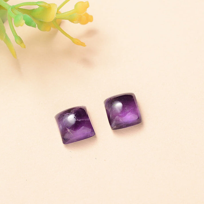 Set Of 2 African Amethyst Square 7 mm Gemstone, 4.55 Ct 8511486 2