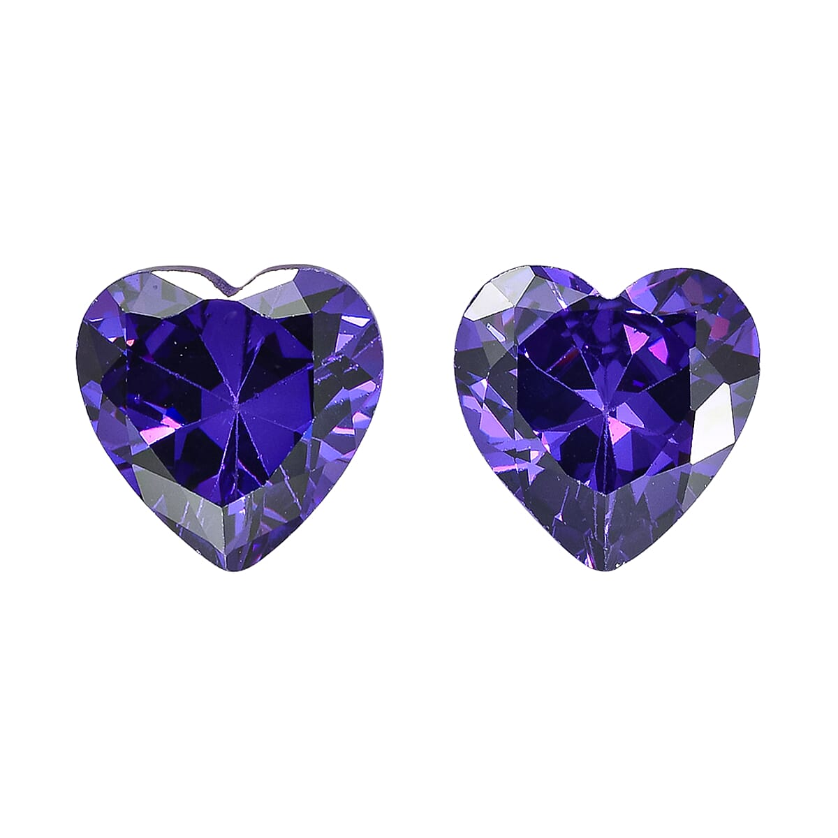 Set Of 2 Blue Cubic Zirconia Heart 8 mm Gemstone, 6.00 Ct V32513999 0
