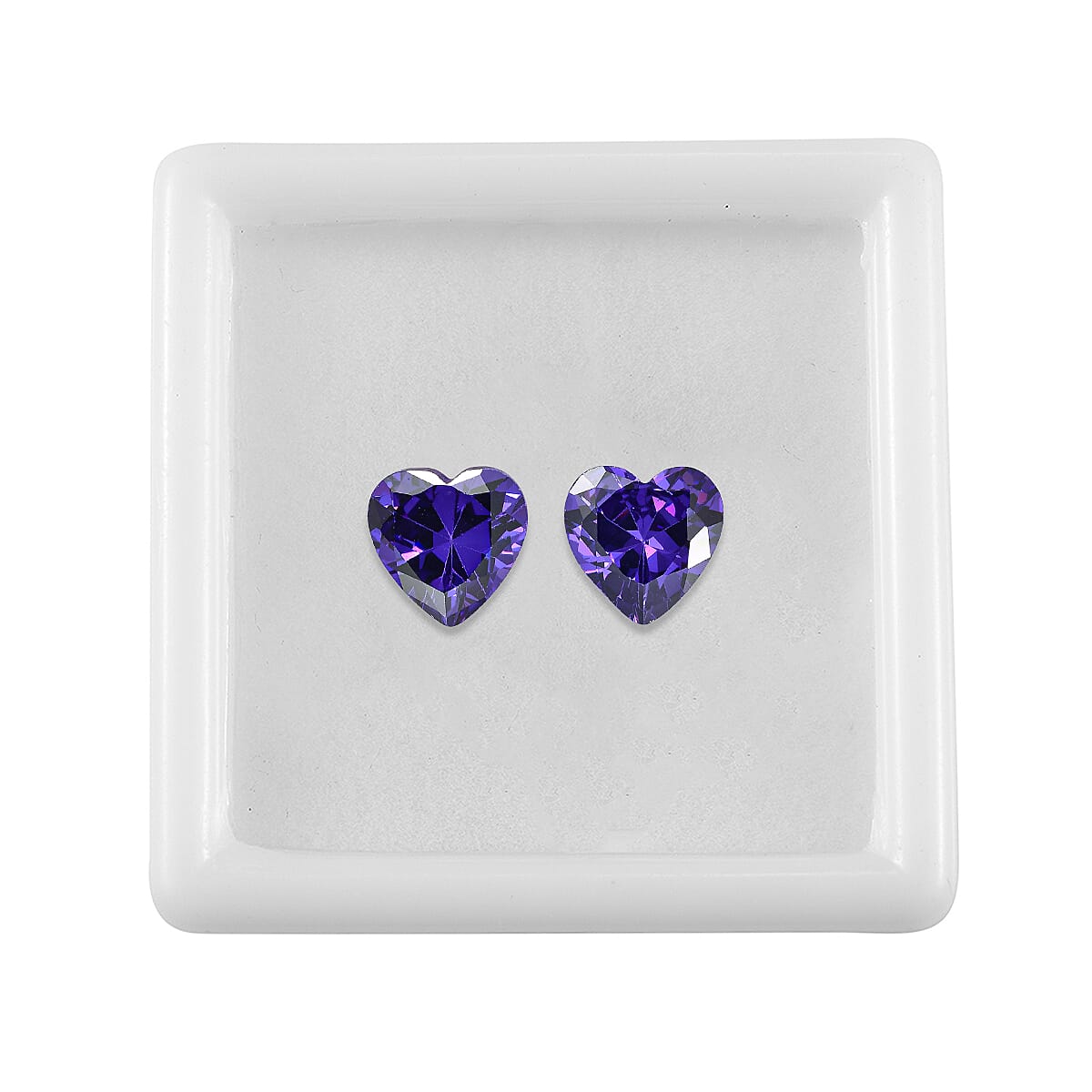 Set Of 2 Blue Cubic Zirconia Heart 8 mm Gemstone, 6.00 Ct V32513999 3