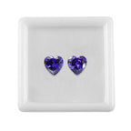 Set Of 2 Blue Cubic Zirconia Heart 8 mm Gemstone, 6.00 Ct