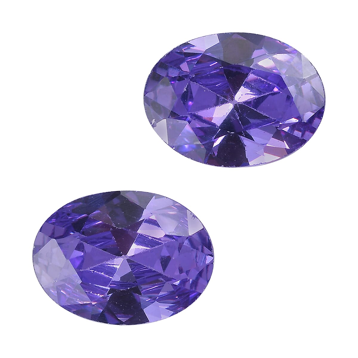 Set Of 2 Blue Cubic Zirconia Oval Cut Cut 8X6 mm Gemstone, 3.76 Ct 8499064 0