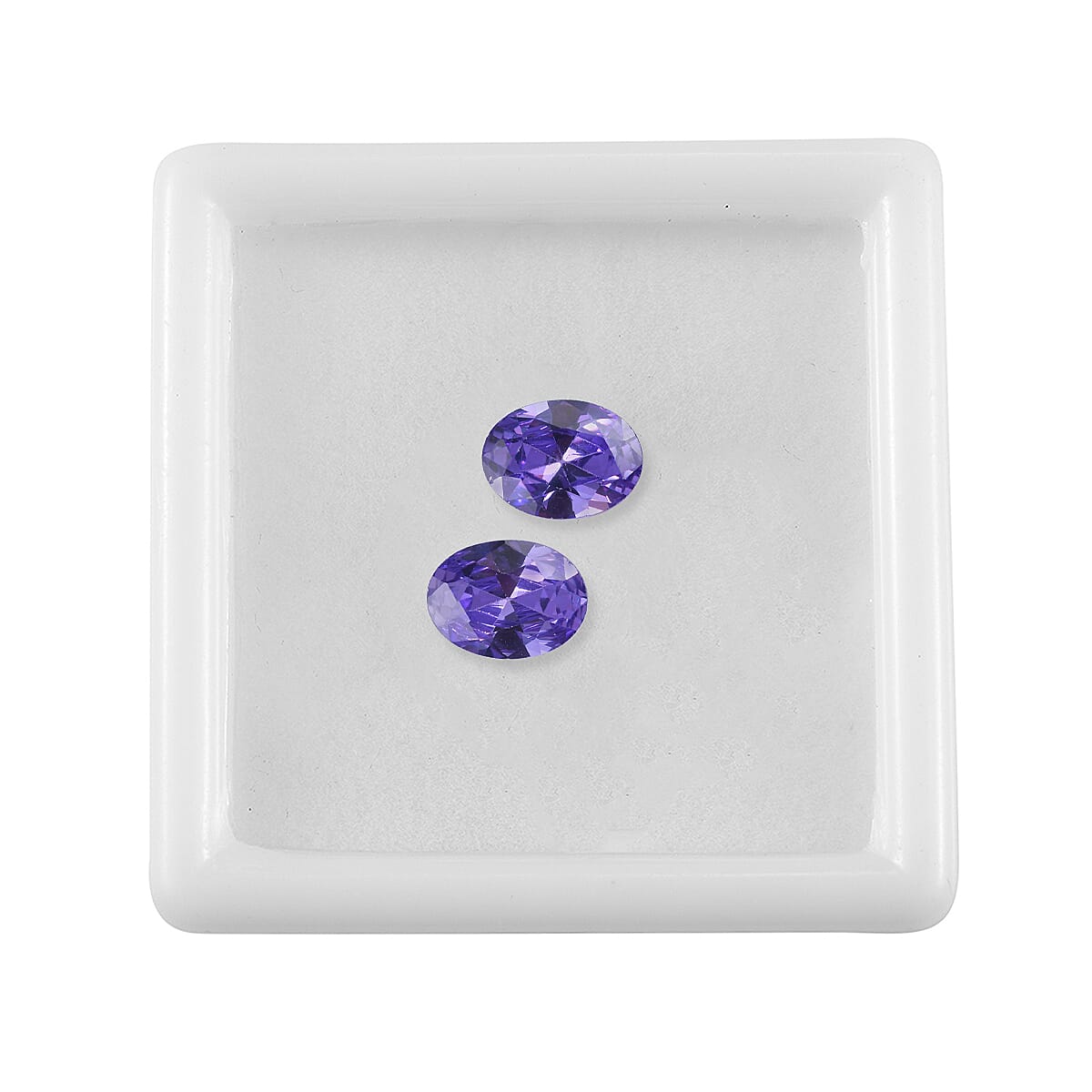 Set Of 2 Blue Cubic Zirconia Oval Cut Cut 8X6 mm Gemstone, 3.76 Ct 8499064 3