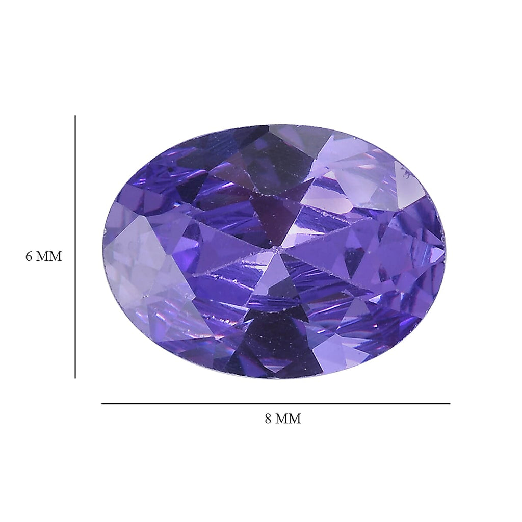 Set Of 2 Blue Cubic Zirconia Oval Cut Cut 8X6 mm Gemstone, 3.76 Ct