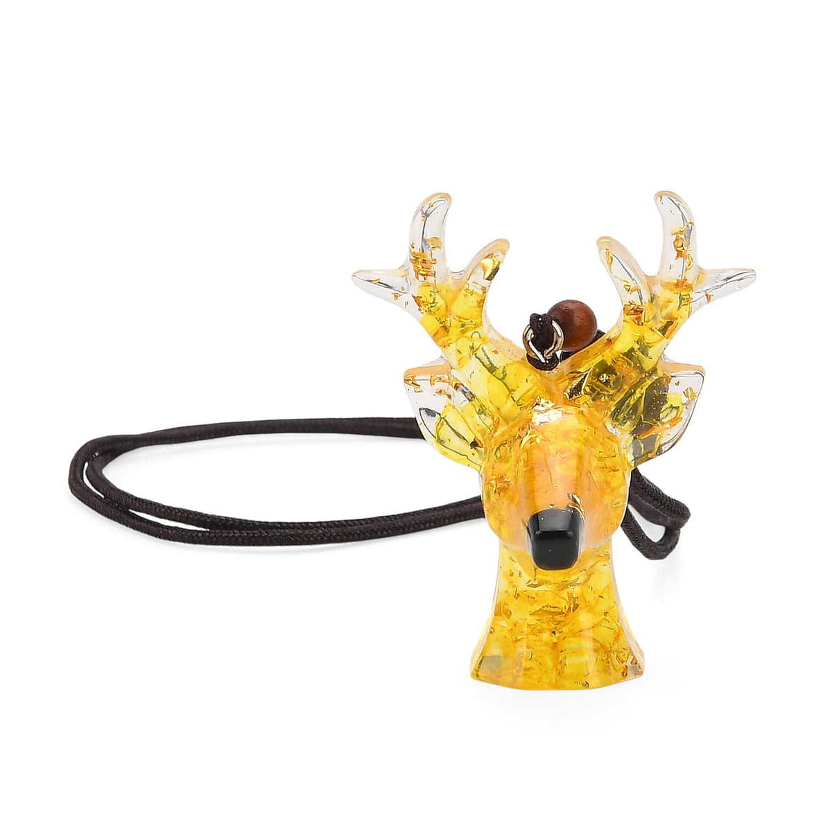 Set Of 2 - Citrine, Resin Reindeer Christmas Decor &amp; Citrine Mini Reindeer Necklace (Size 28 Adjustable) V32556793 3