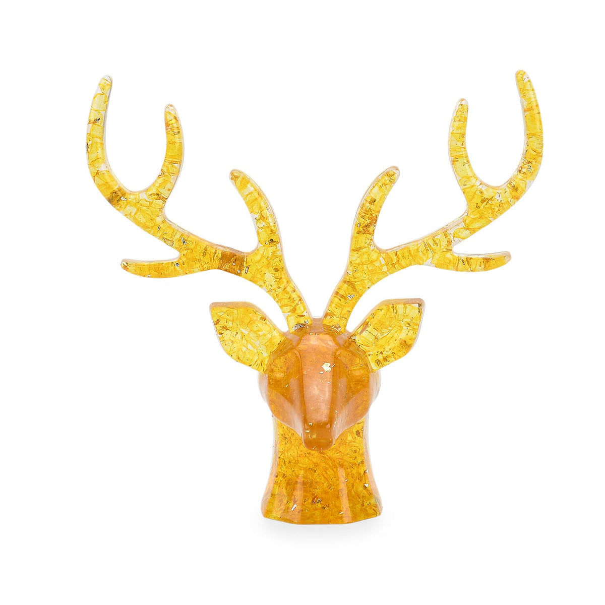 Set Of 2 - Citrine, Resin Reindeer Christmas Decor &amp; Citrine Mini Reindeer Necklace (Size 28 Adjustable) V32556793 6