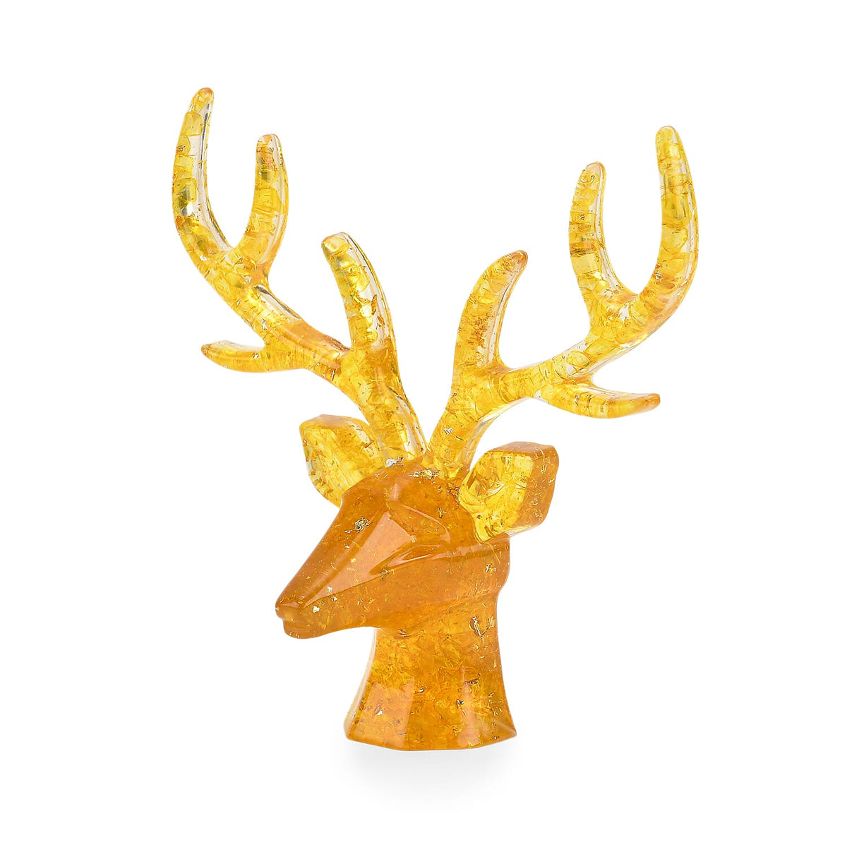 Set Of 2 - Citrine, Resin Reindeer Christmas Decor &amp; Citrine Mini Reindeer Necklace (Size 28 Adjustable) V32556793 7