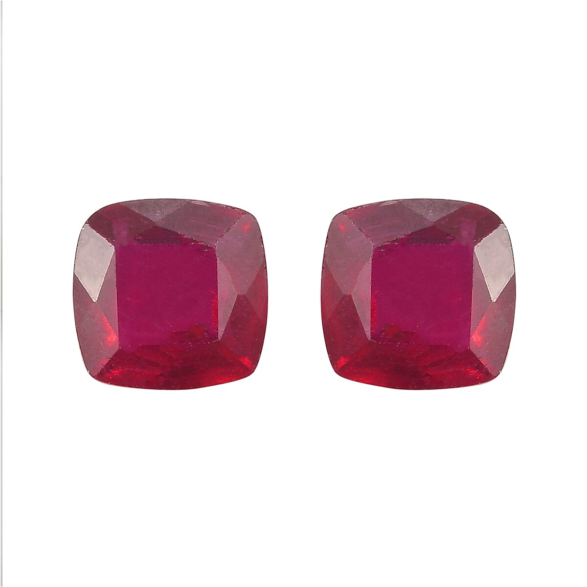 Set Of 2 Fissure Filled Ruby Cushion Cut 5X5 mm Gemstone, 1.71 Ct 8502054 0