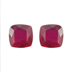 Set Of 2 Fissure Filled Ruby Cushion Cut 5X5 mm Gemstone, 1.71 Ct