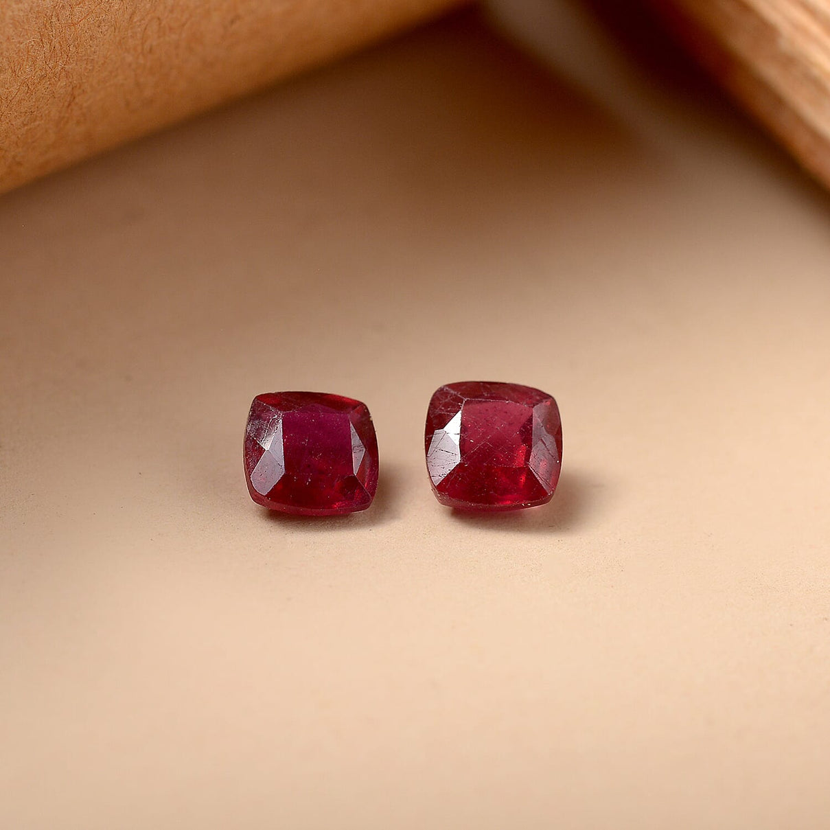 Set Of 2 Fissure Filled Ruby Cushion Cut 5X5 mm Gemstone, 1.71 Ct 8502054 2