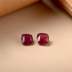 Set Of 2 Fissure Filled Ruby Cushion Cut 5X5 mm Gemstone, 1.71 Ct
