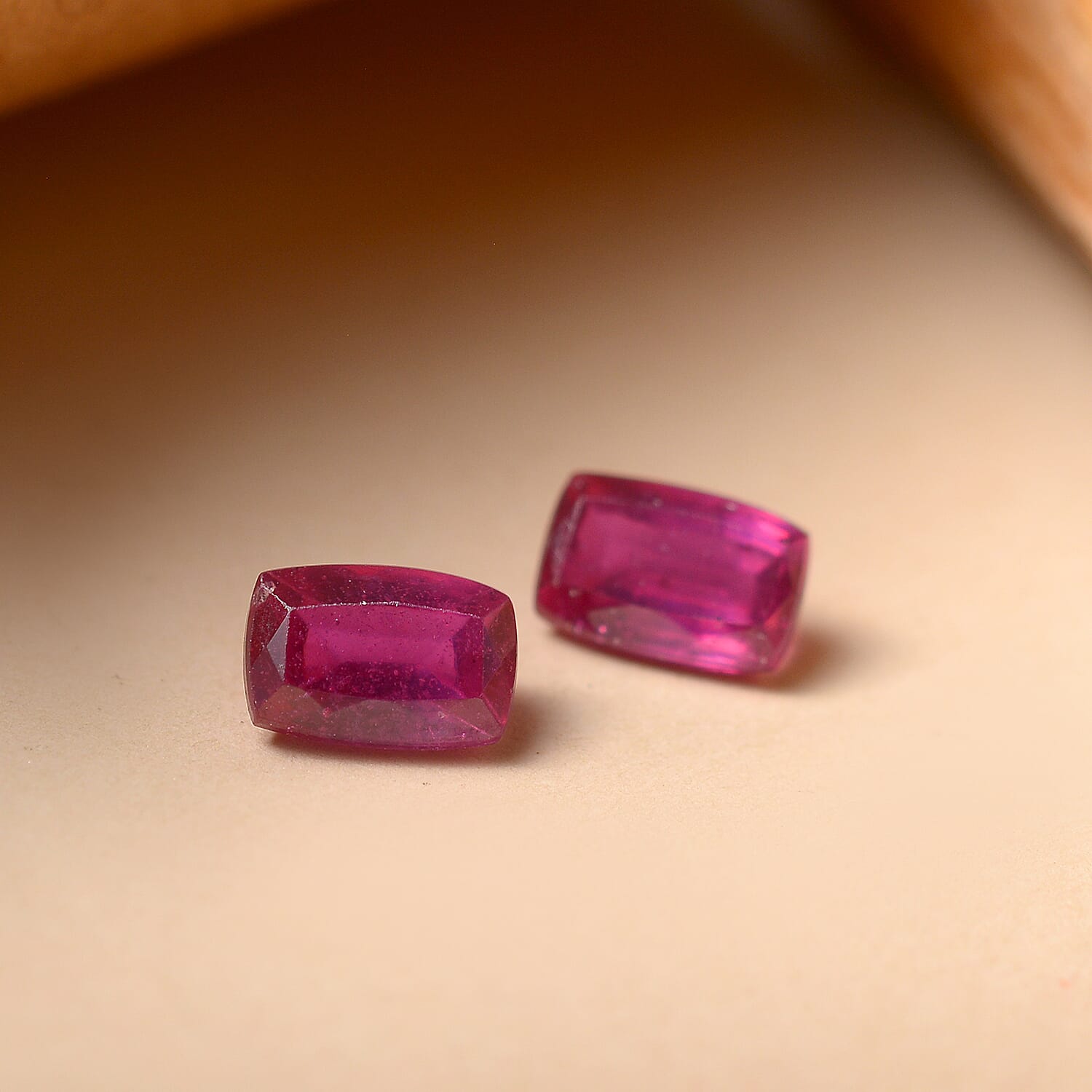 Set Of 2 Fissure Filled Ruby Cushion Cut 6X4 mm Gemstone, 1.42 Ct 8502055 2