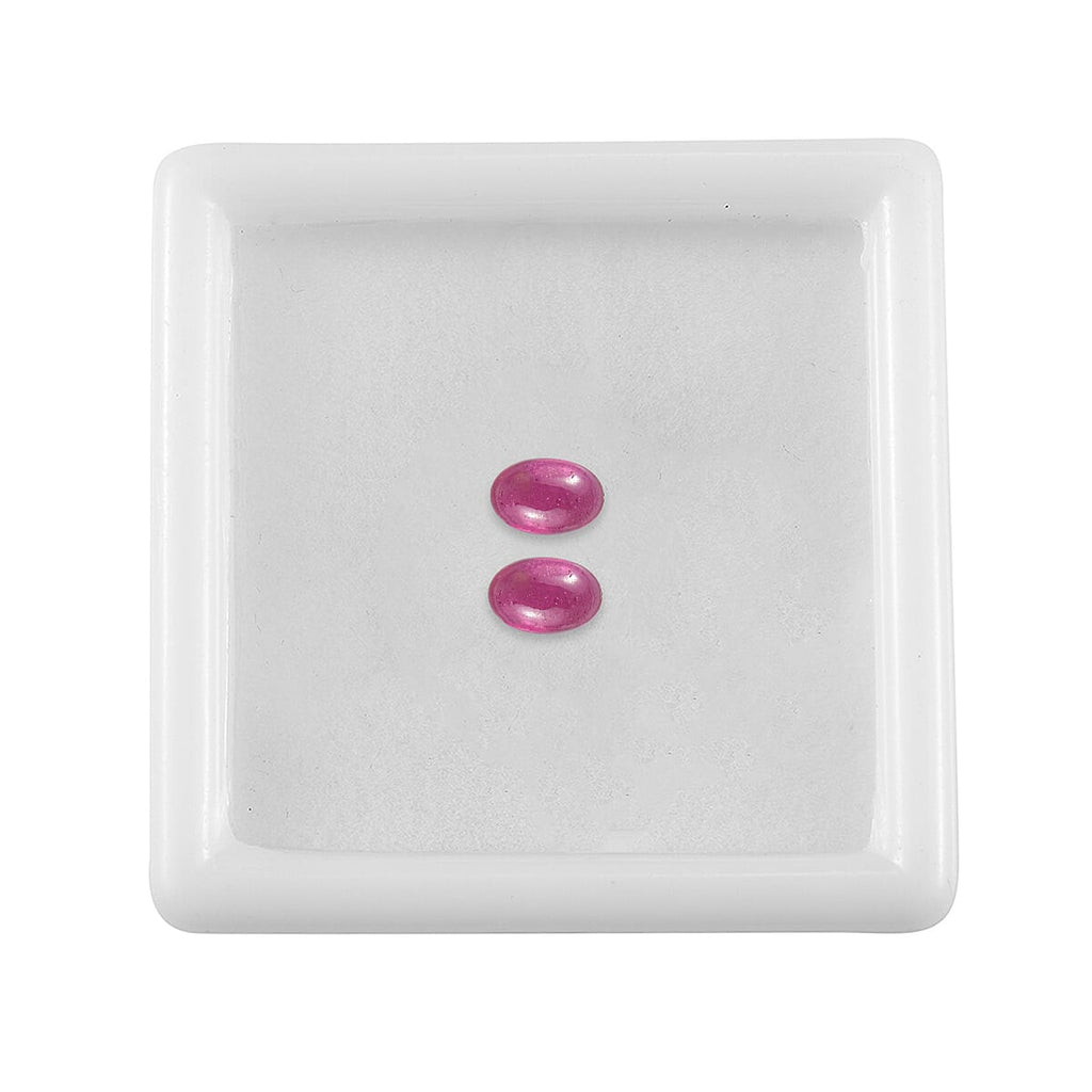 Set Of 2 Fissure Filled Ruby Oval Cut Cut 6X4 mm Gemstone, 1.34 Ct