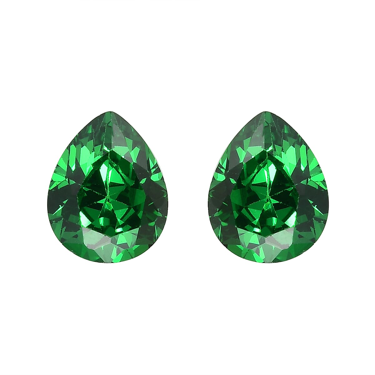 Set Of 2 Green Cubic Zirconia Pear 5X4 mm Gemstone, 1.01 Ct 8505914 0