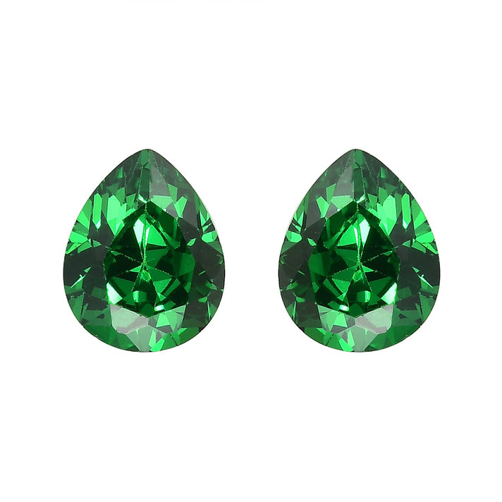Set Of 2 Green Cubic Zirconia Pear 5X4 mm Gemstone, 1.01 Ct 8505914 1