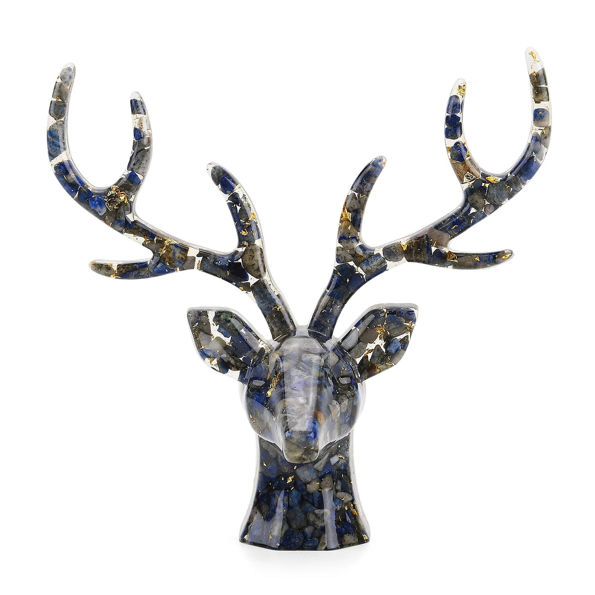 Set Of 2 - Lapis Lazuli, Resin Reindeer Christmas Decor &amp; Lapis Lazuli Mini Reindeer Necklace (Size 28 Adjustable) 8255288 7