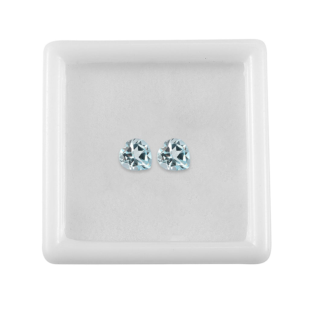 Set Of 2 Skyblue Topaz Heart 6 mm Gemstone, 1.65 Ct