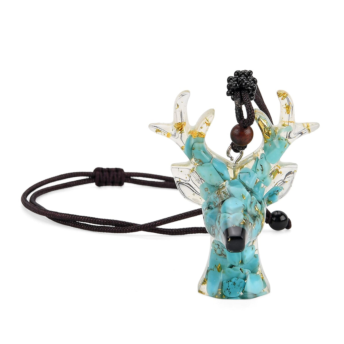 Set Of 2 - Turquoise, Resin Reindeer Christmas Decor &amp; Turquoise Mini Reindeer Necklace (Size 28 Adjustable) V32580220 4