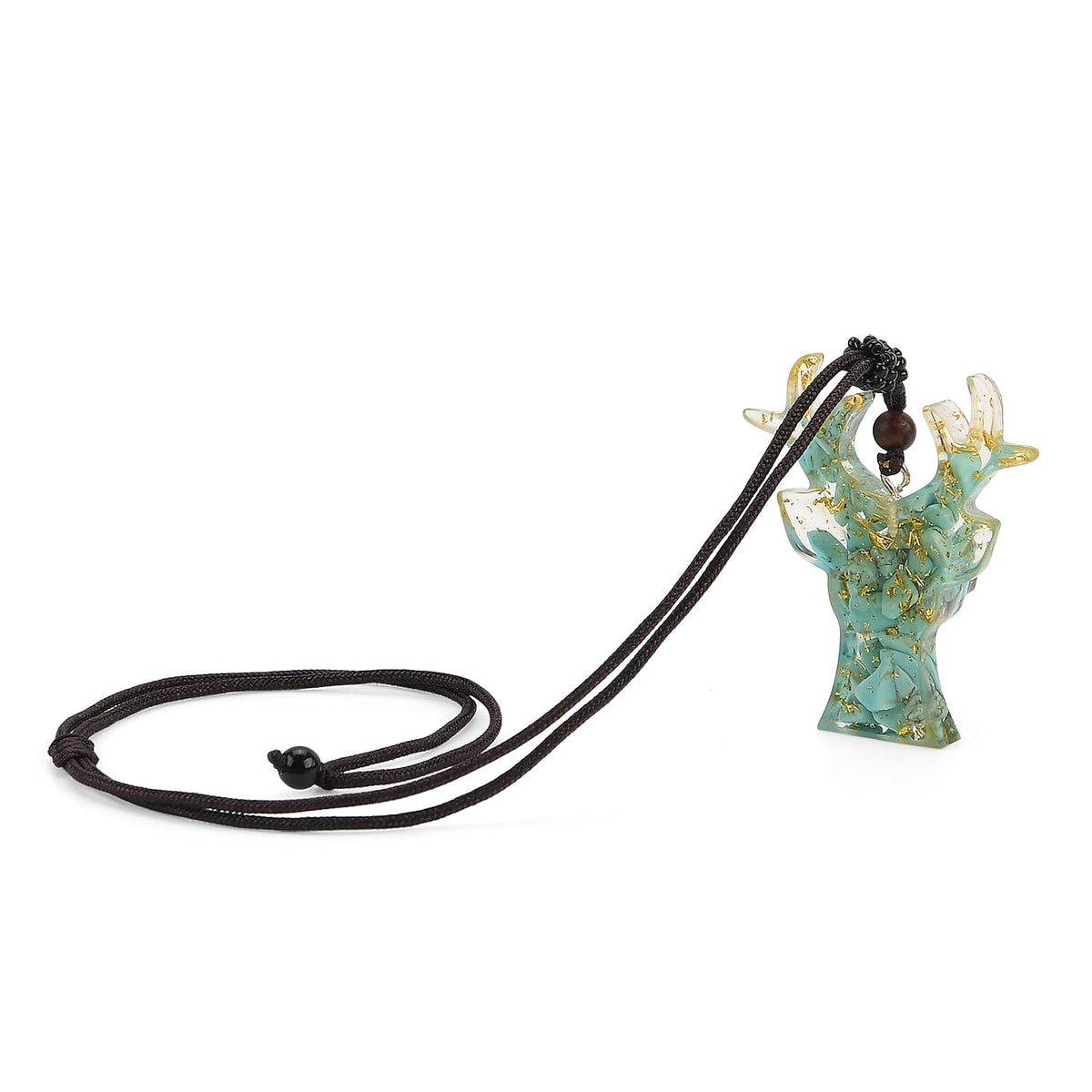 Set Of 2 - Turquoise, Resin Reindeer Christmas Decor &amp; Turquoise Mini Reindeer Necklace (Size 28 Adjustable) V32580220 5