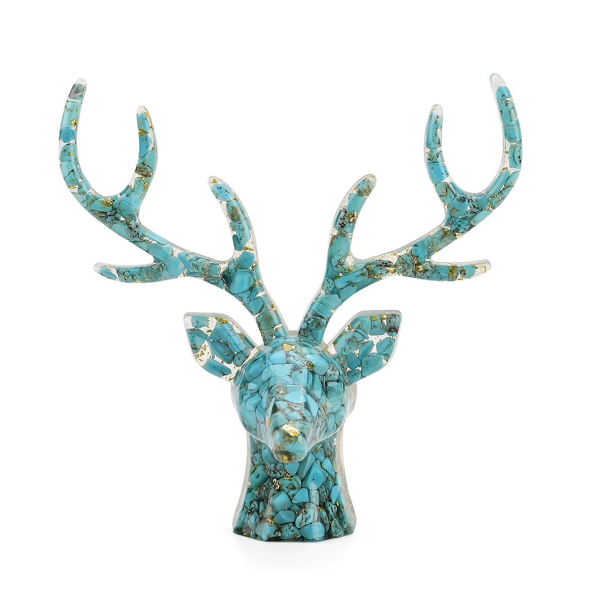 Set Of 2 - Turquoise, Resin Reindeer Christmas Decor &amp; Turquoise Mini Reindeer Necklace (Size 28 Adjustable) V32580220 6