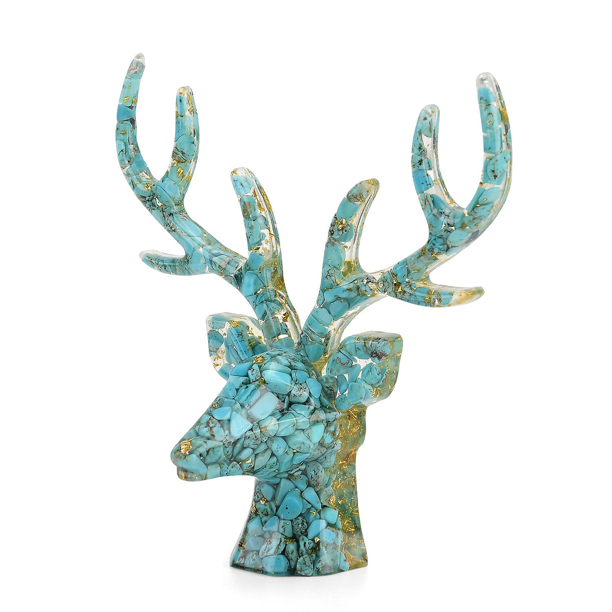 Set Of 2 - Turquoise, Resin Reindeer Christmas Decor &amp; Turquoise Mini Reindeer Necklace (Size 28 Adjustable) V32580220 7