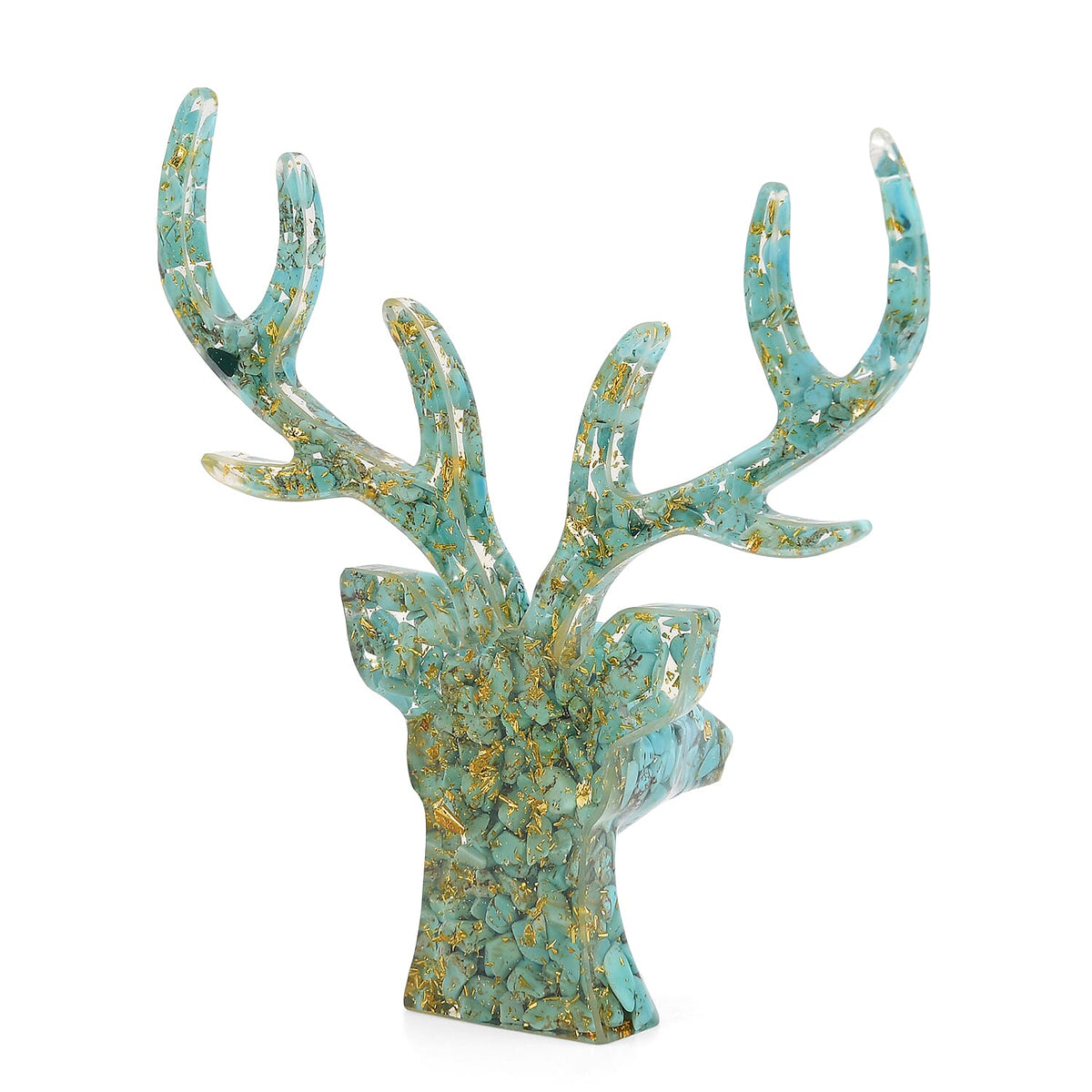 Set Of 2 - Turquoise, Resin Reindeer Christmas Decor &amp; Turquoise Mini Reindeer Necklace (Size 28 Adjustable) V32580220 8