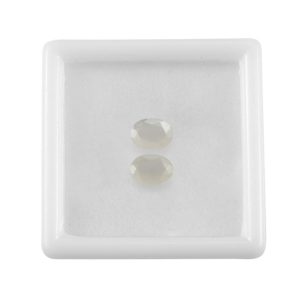 Set Of 2 White Moonstone Oval Cut Cut 8X6 mm Gemstone, 2.08 Ct