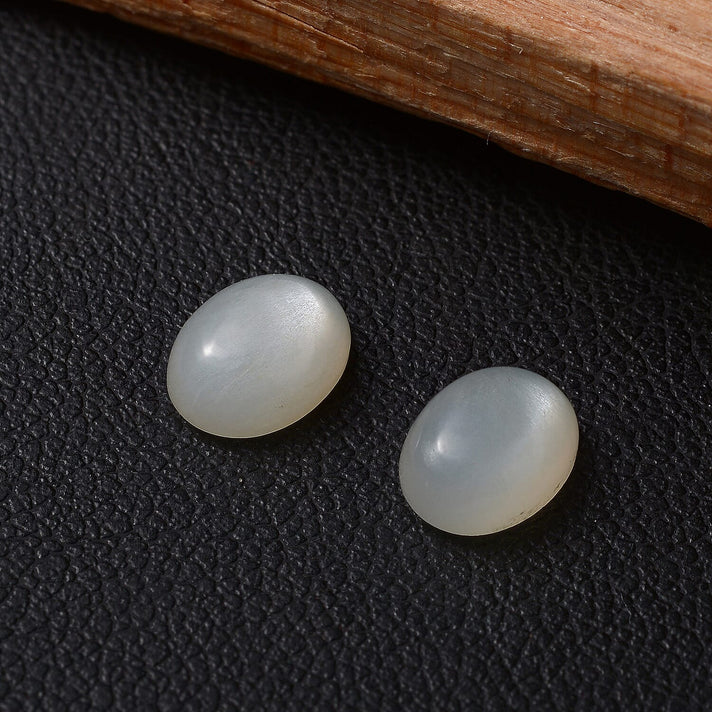 Set Of 2 White Moonstone Oval Cut Cut 8X6 mm Gemstone, 2.96 Ct 8502036 2