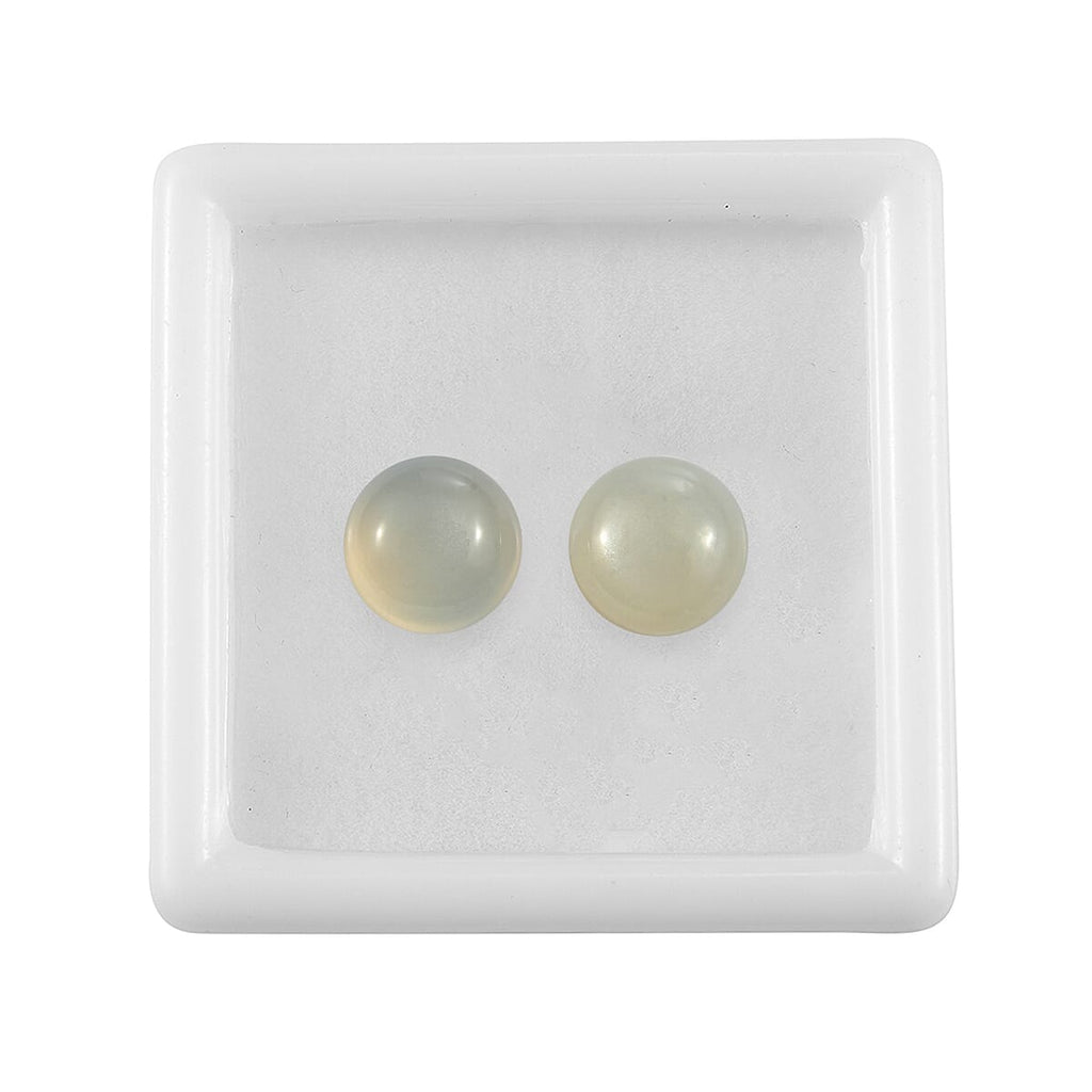 Set Of 2 White Moonstone Round 8 mm Gemstone, 4.74 Ct