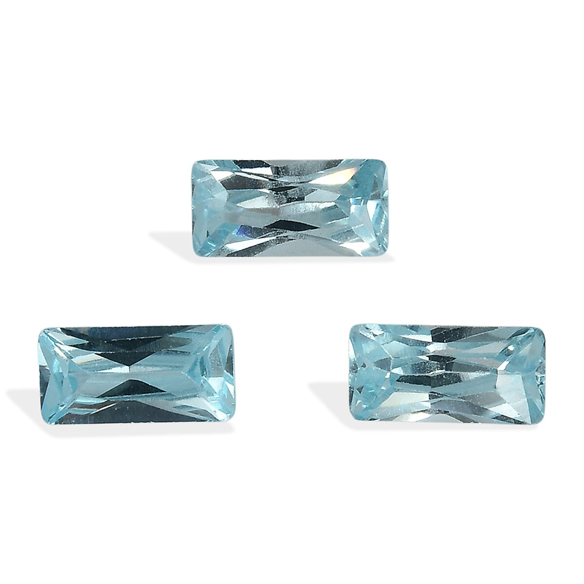 Set Of 3 Aqua Cubic Zirconia Baguette 6X3 mm Gemstone, 1.64 Ct V32514612 0