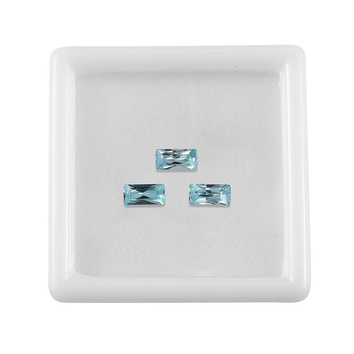 Set Of 3 Aqua Cubic Zirconia Baguette 6X3 mm Gemstone, 1.64 Ct V32514612 4