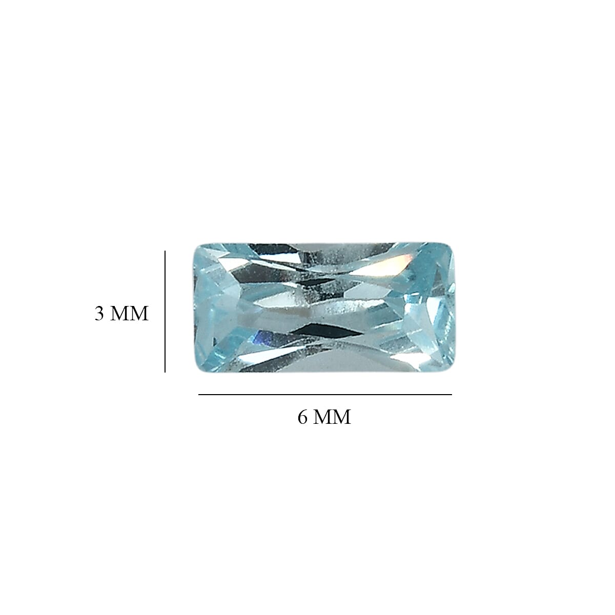 Set Of 3 Aqua Cubic Zirconia Baguette 6X3 mm Gemstone, 1.64 Ct V32514612 5