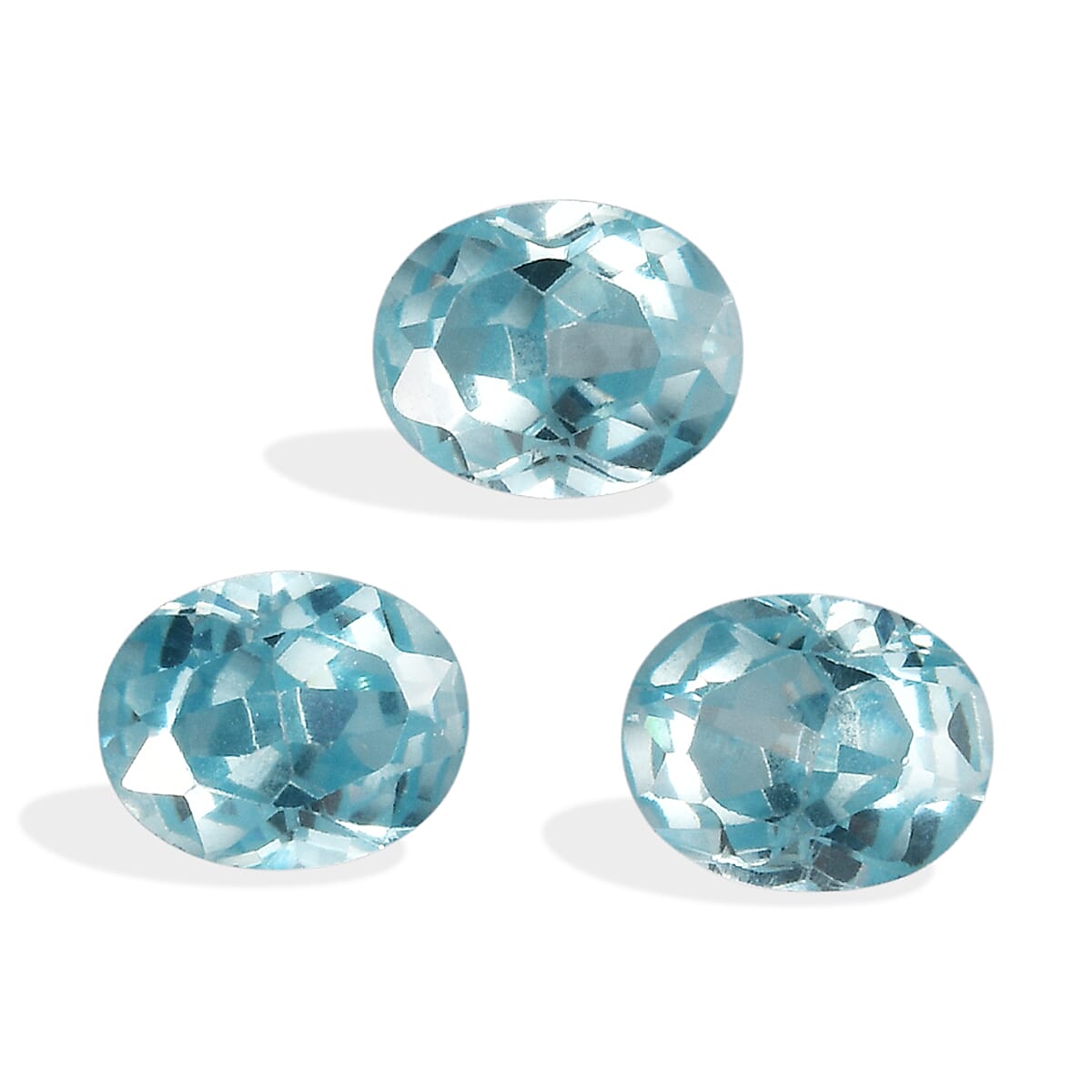 Set Of 3 Aqua Cubic Zirconia Oval Cut Cut 5X4 mm Gemstone, 1.67 Ct V32490695 0