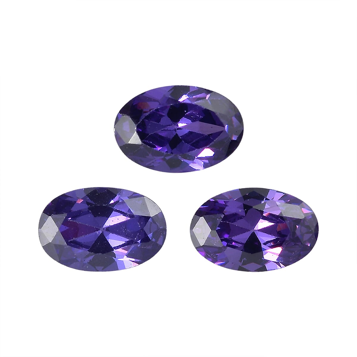 Set Of 3 Blue Cubic Zirconia Oval Cut Cut 6X4 mm Gemstone, 2.06 Ct 8499467 0