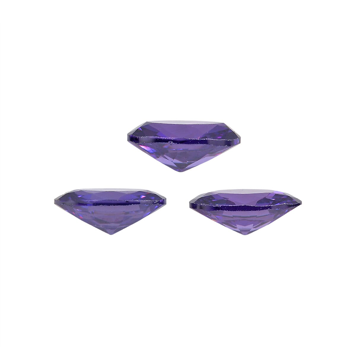 Set Of 3 Blue Cubic Zirconia Oval Cut Cut 6X4 mm Gemstone, 2.06 Ct 8499467 1