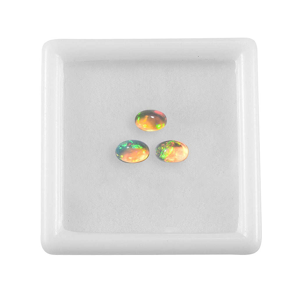 Set Of 3 Ethiopian Opal Oval Cut Cut 6X4 mm Gemstone, 1.02 Ct