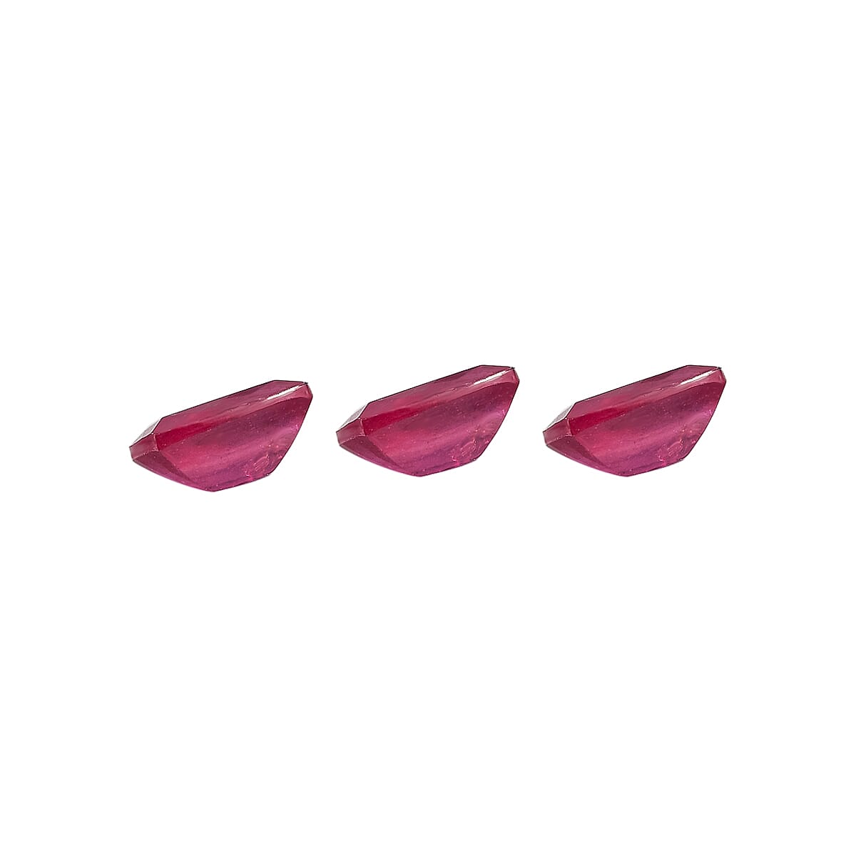 Set Of 3 Fissure Filled Ruby Cushion Cut 6X4 mm Gemstone, 2.39 Ct 8502056 2