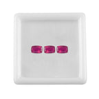 Set Of 3 Fissure Filled Ruby Cushion Cut 6X4 mm Gemstone, 2.39 Ct