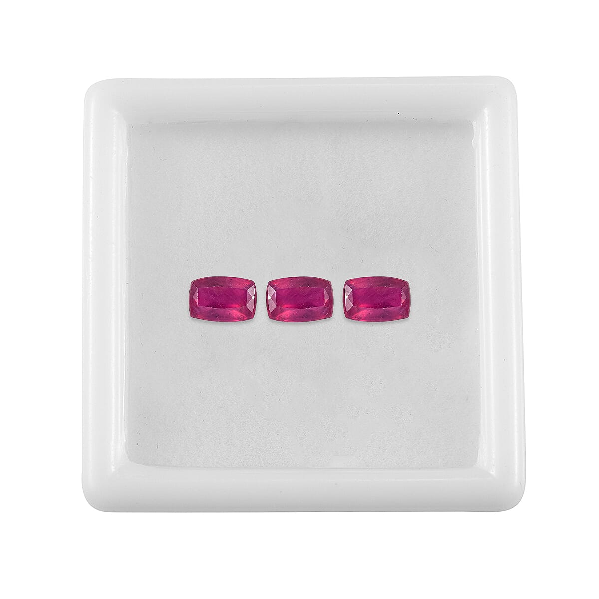 Set Of 3 Fissure Filled Ruby Cushion Cut 6X4 mm Gemstone, 2.39 Ct 8502056 3