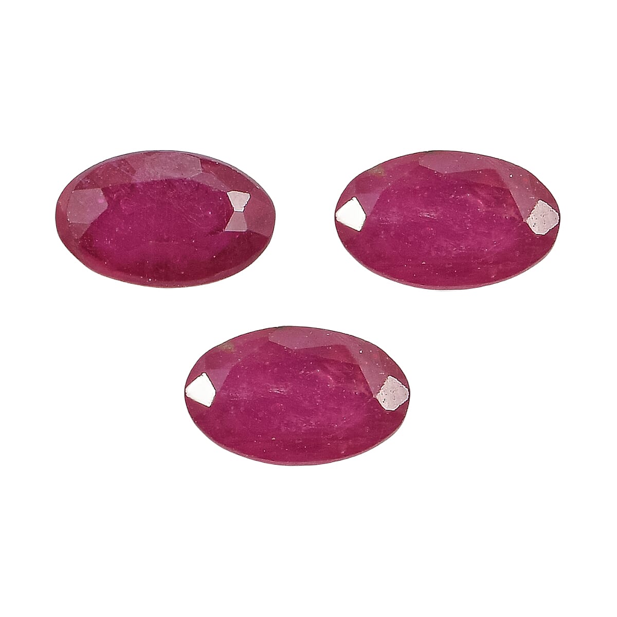 Set Of 3 Fissure Filled Ruby Oval Cut Cut 5X3 mm Gemstone, 1.09 Ct V32515197 0