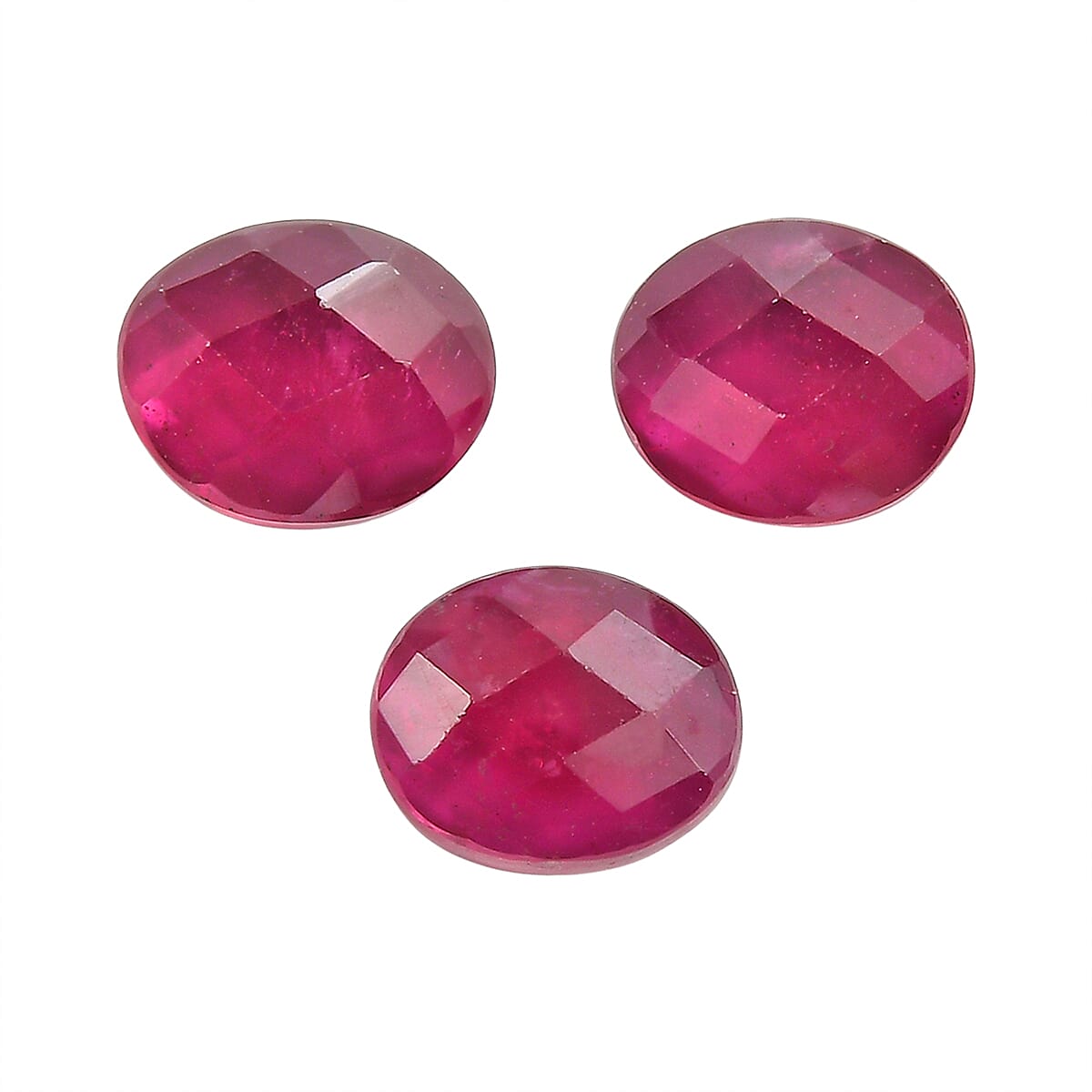 Set Of 3 Fissure Filled Ruby Oval Cut Cut 5X4 mm Gemstone, 1.28 Ct V32635924 0