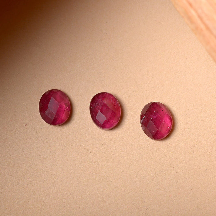Set Of 3 Fissure Filled Ruby Oval Cut Cut 5X4 mm Gemstone, 1.28 Ct 8503997 2