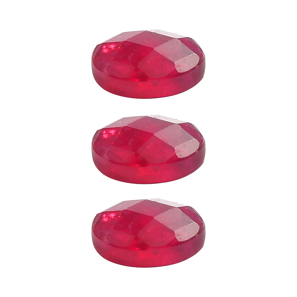 Set Of 3 Fissure Filled Ruby Oval Cut Cut 5X4 mm Gemstone, 1.28 Ct V32635924 3