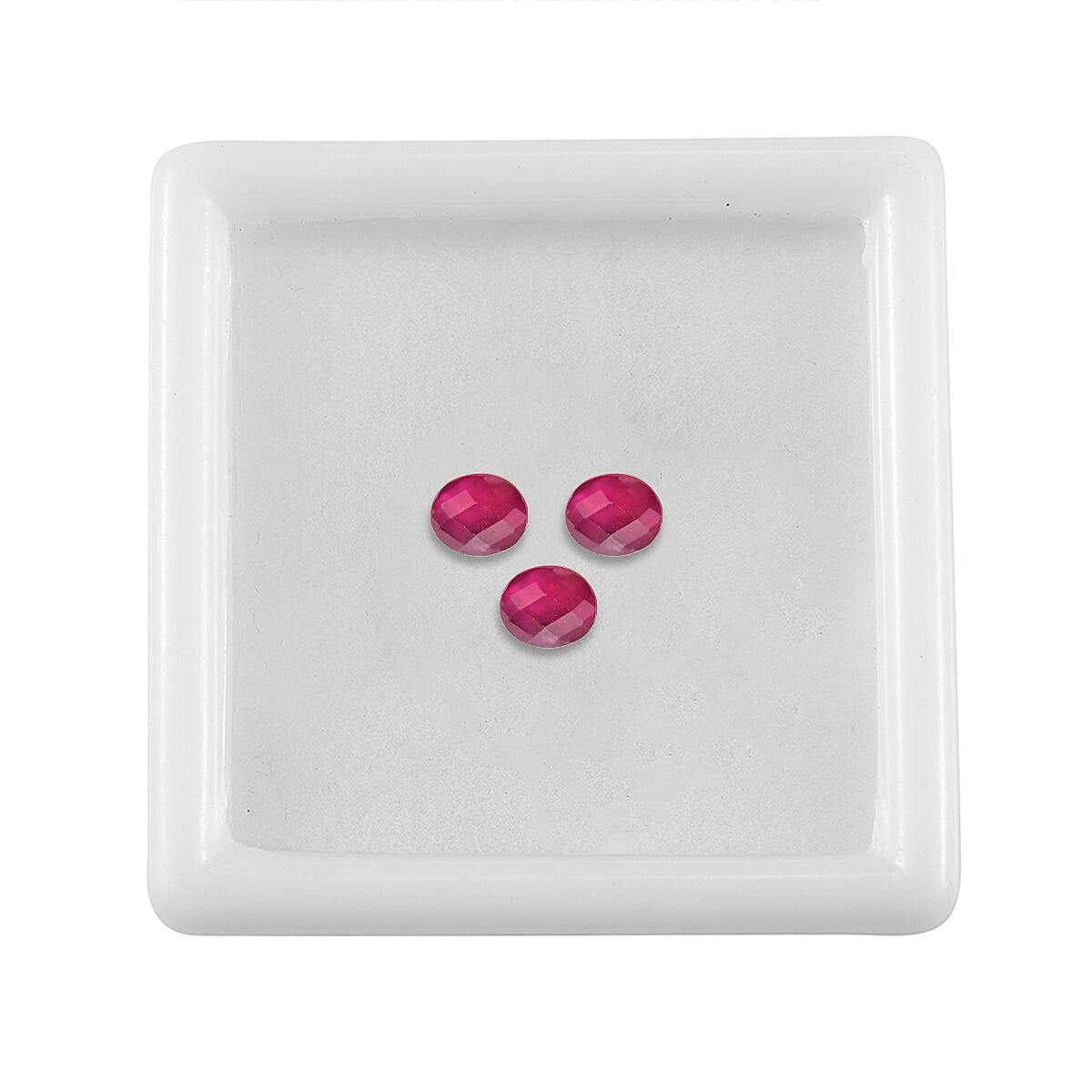 Set Of 3 Fissure Filled Ruby Oval Cut Cut 5X4 mm Gemstone, 1.28 Ct V32635924 4